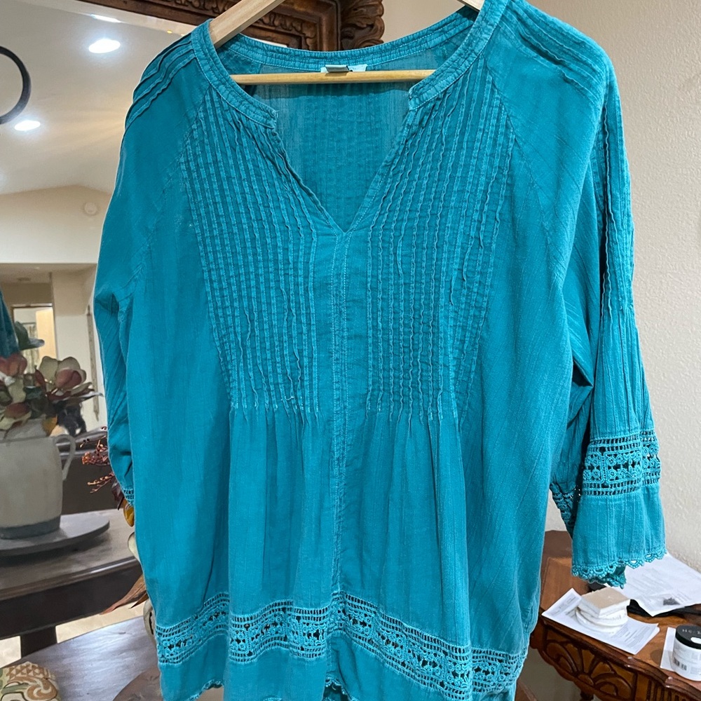 Sundance Turquoise Cotton Tunic Large